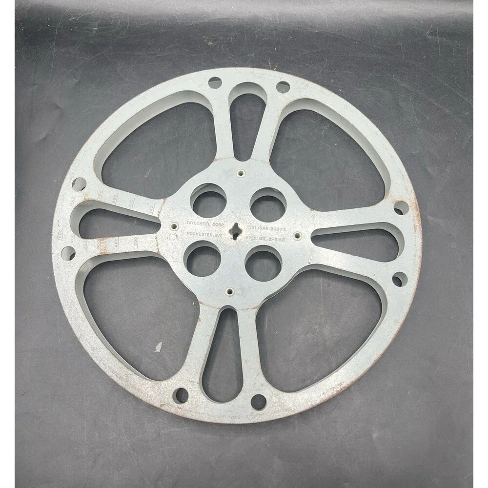 VTG Taylor Reel Corp 16MM 1200 Ft Metal Film Reel MIL-R-214D Rochester NY Gray